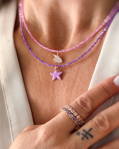 Girocollo rosa pesciolino zirconato