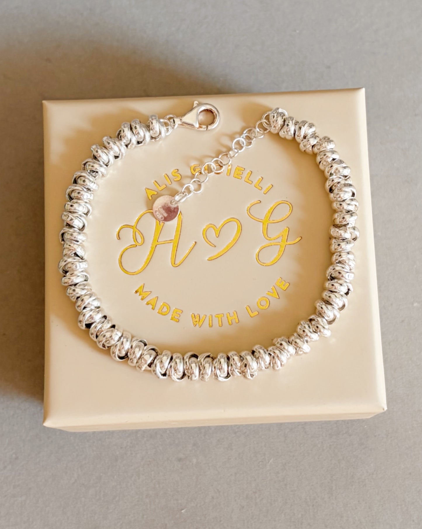 Bracciale nodini argento bianco