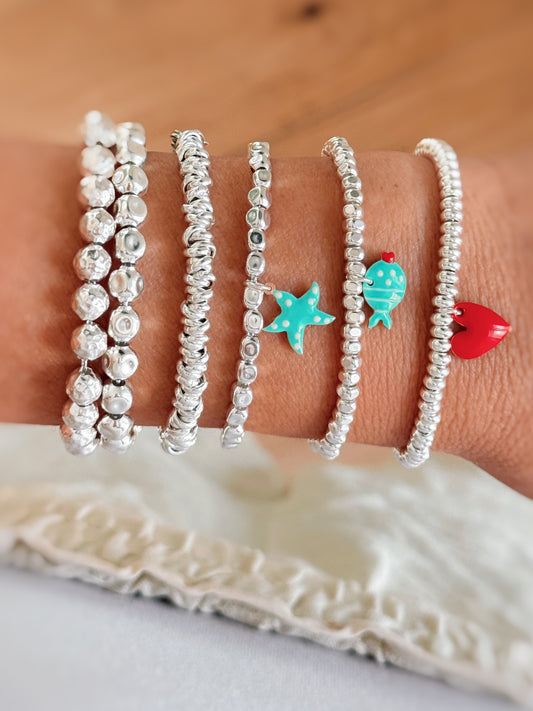 Bracciale nodini argento bianco