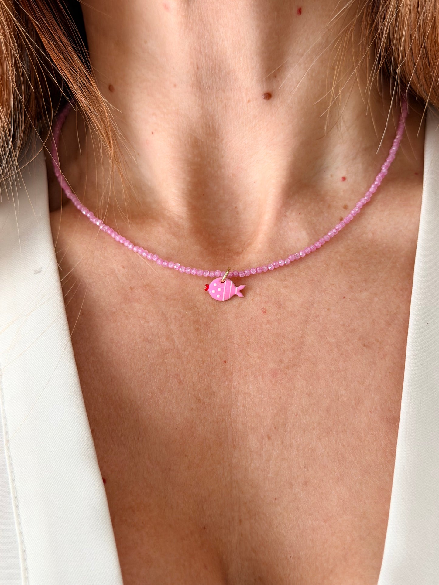 Girocollo rosa baby pesciolino smaltato
