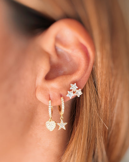 Orecchini a lobo tris stelle