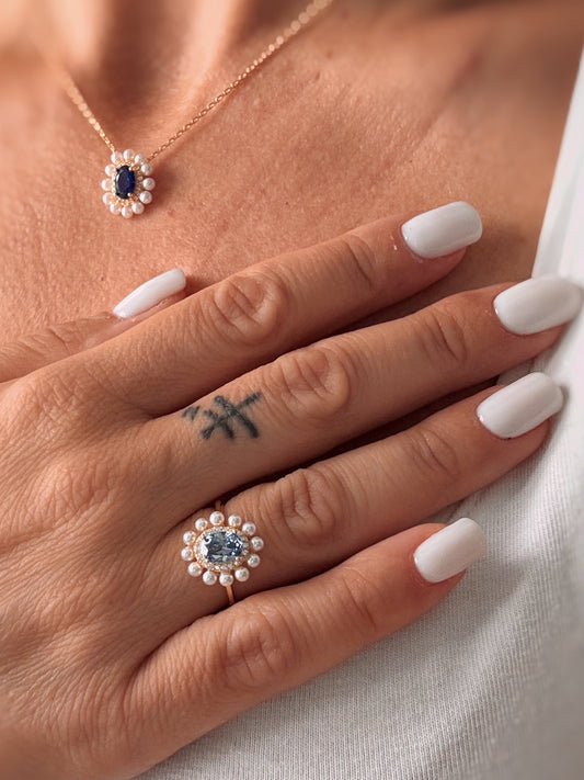 Anello Margherita con zircone e perle