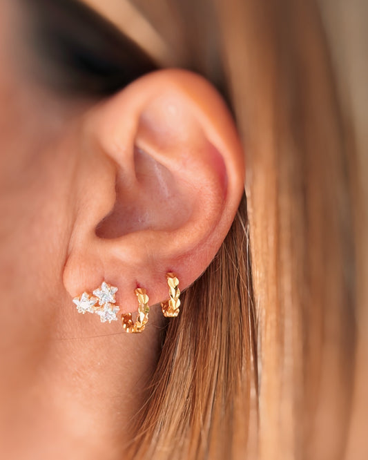 Orecchini a lobo tris stelle