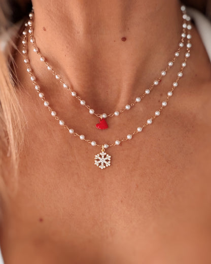 Girocollo perle e fiocco di neve