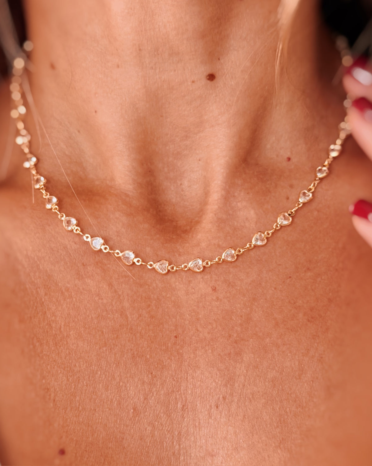 Collana choker cuoricini
