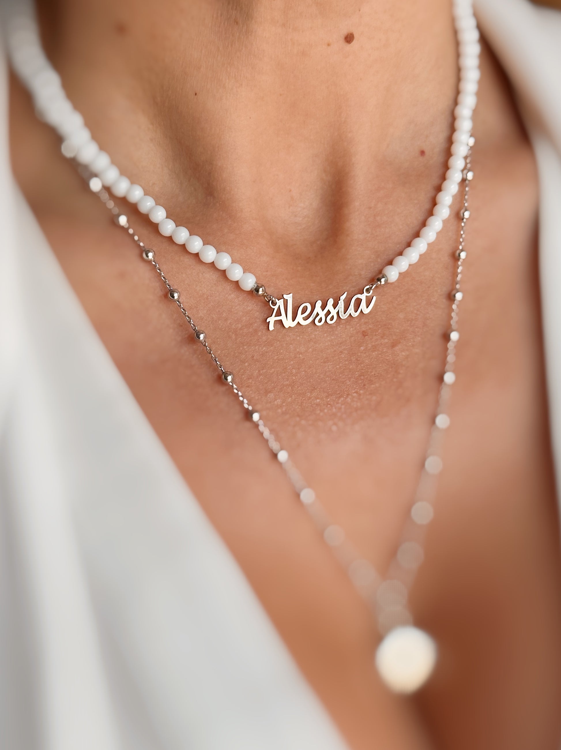Collana con perle di fiume modello riso - piccole - regolari Collana con perle di fiume modello riso - piccole - regolari