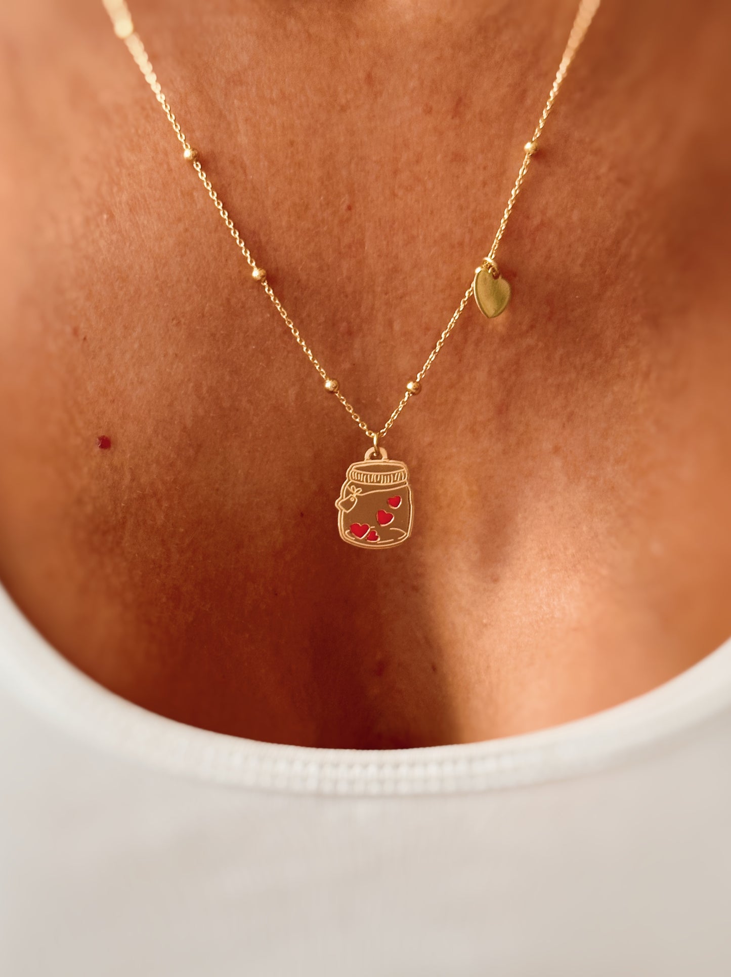 Collana barattolo cuore argento oro amore mile