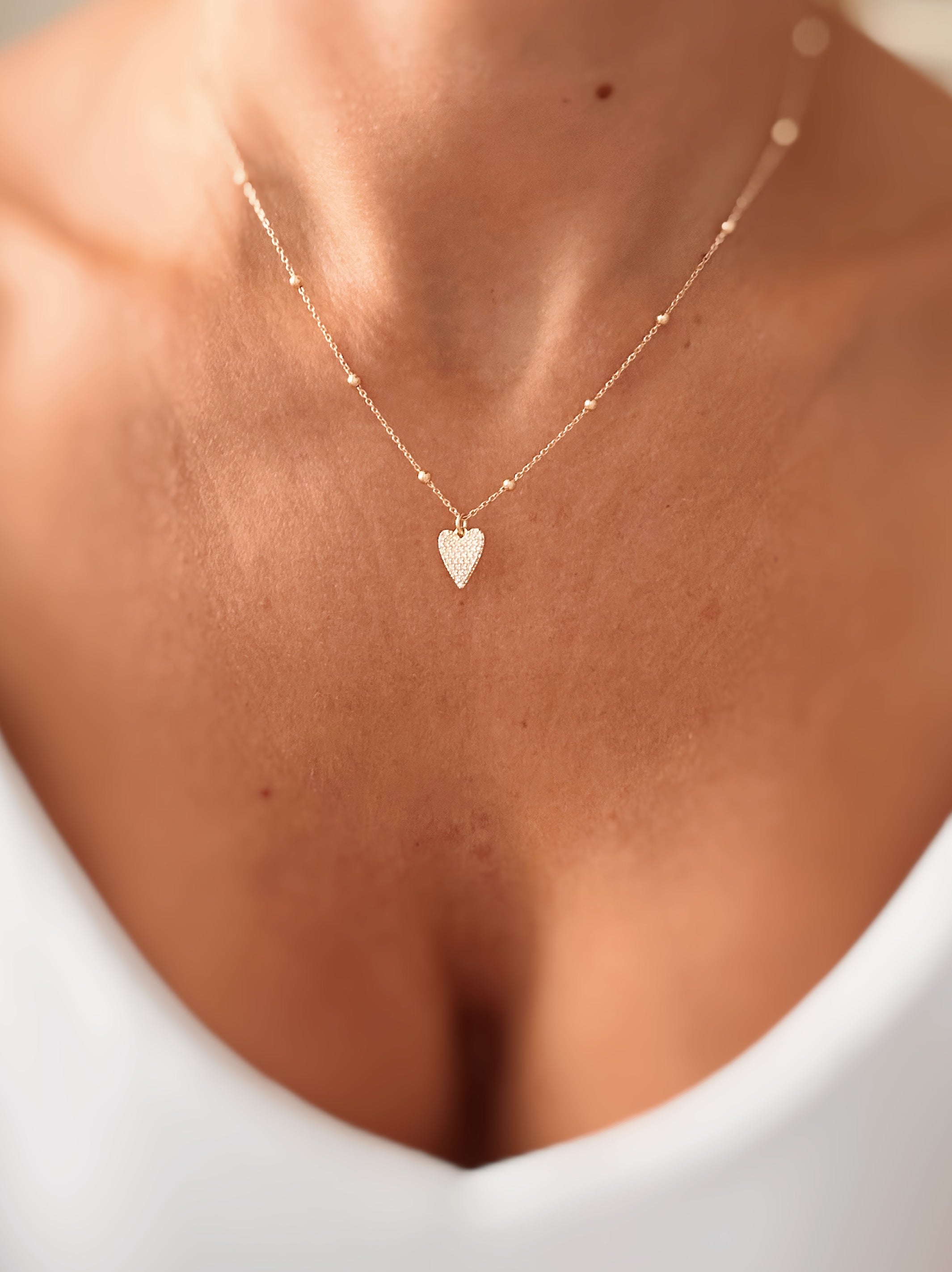 Einzelstück® Collana Con Ciondolo A Cuore In Argento 925 E Zirconi - L'amour