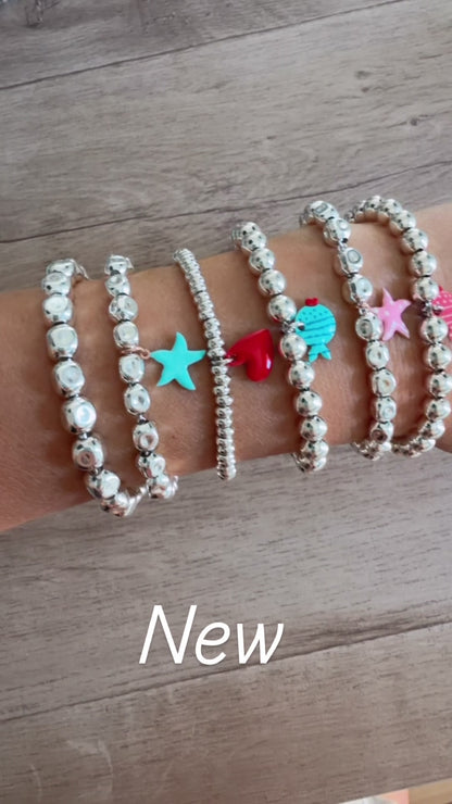 Bracciale sfere e pesce smaltato