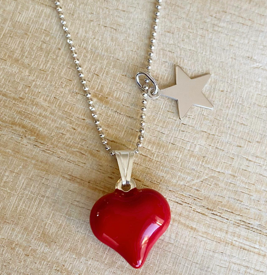 Collana con cuore rosso smaltato