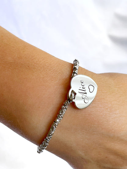 Bracciale granelli con charm personalizzabile